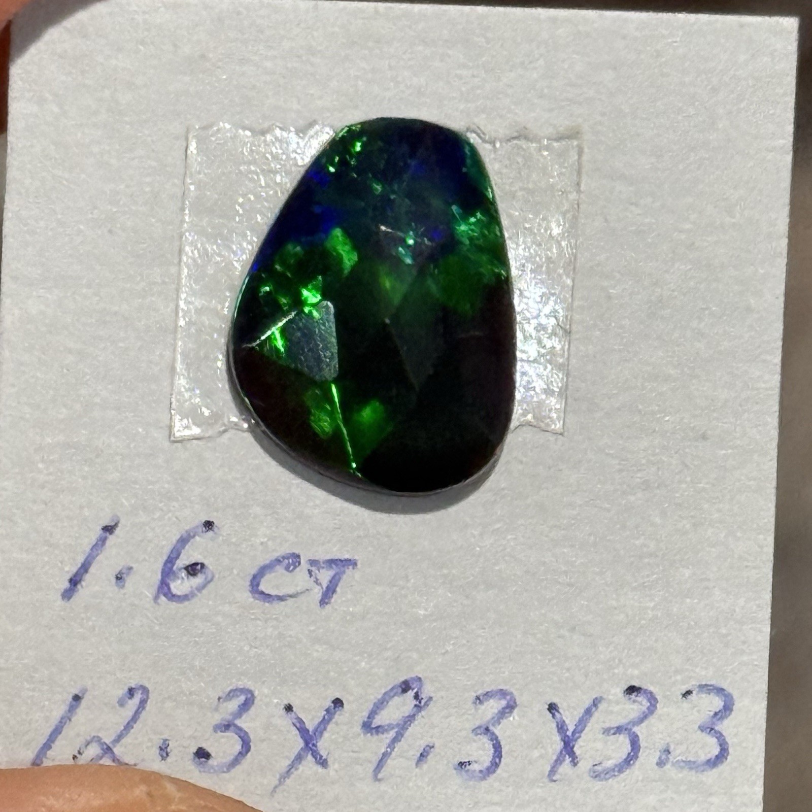 1.6ct 12.3×9.3×3.3mm Dark Blue Smoked Ethiopian Welo Opal Rose Cut Cabochon Gem