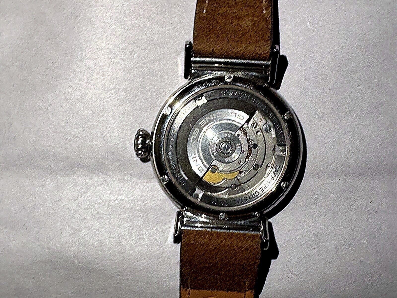 Glycine F 104 Swiss Made Automatic Watch Cream Dial Exhibition Caseback Leather