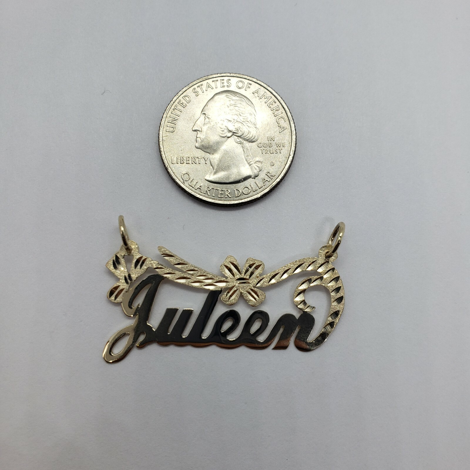 14K Solid Yellow Gold Personalized/Custom Name Pendant with/out Singapore chain