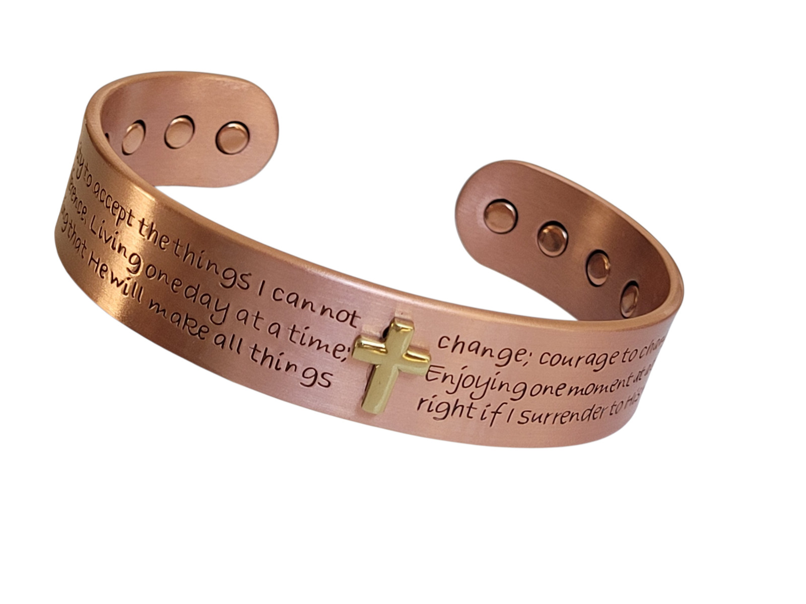 Cross Prayers Pure Copper Magnetic Bracelet Arthritis Pain Therapy Energy Cuff