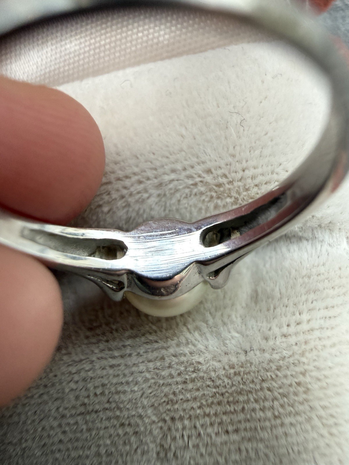 Vintage Retro 10k White Gold 7mm Cultured Pearl ESEMCO Ring 6 Split Prong MCM