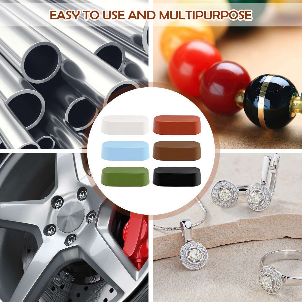 6pcs Metal Polishing Compound Emery Buffing Polish Rouge Paste Aluminum Steel US