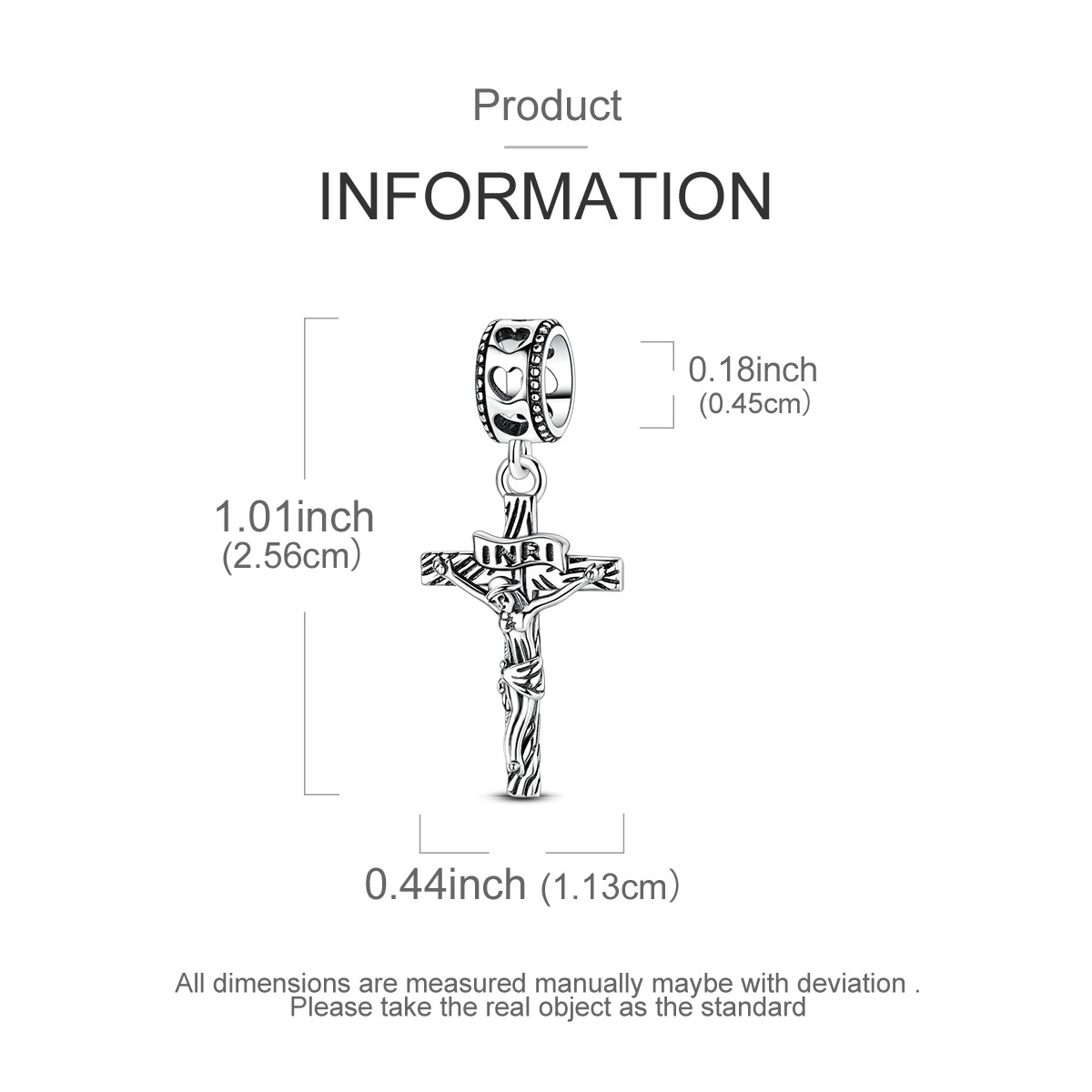 MULA 925 Sterling Silver DIY Charm Retro Jesus Cross Pendant for Women Bracelet