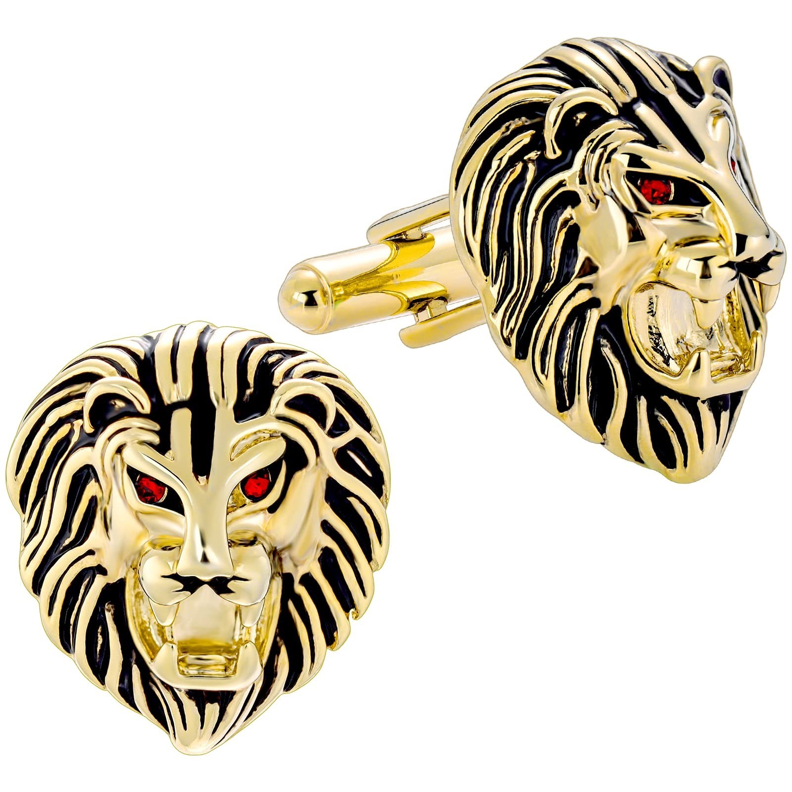 Vintage Lion Head Cufflinks for Men – Gold Silver Black Tone Dress Shirt Accesso