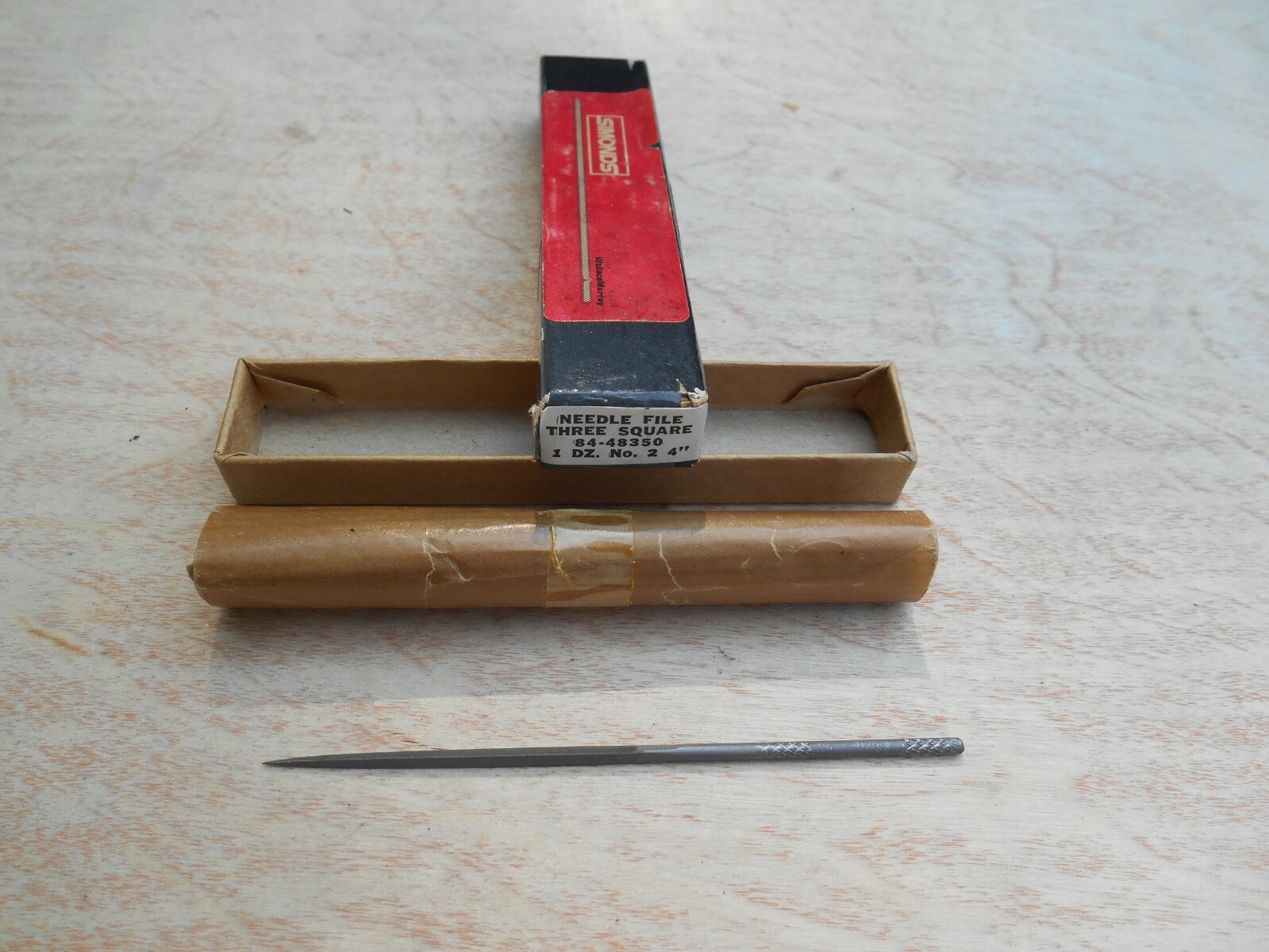 Simonds three square needle file, 4″, cut 2, New