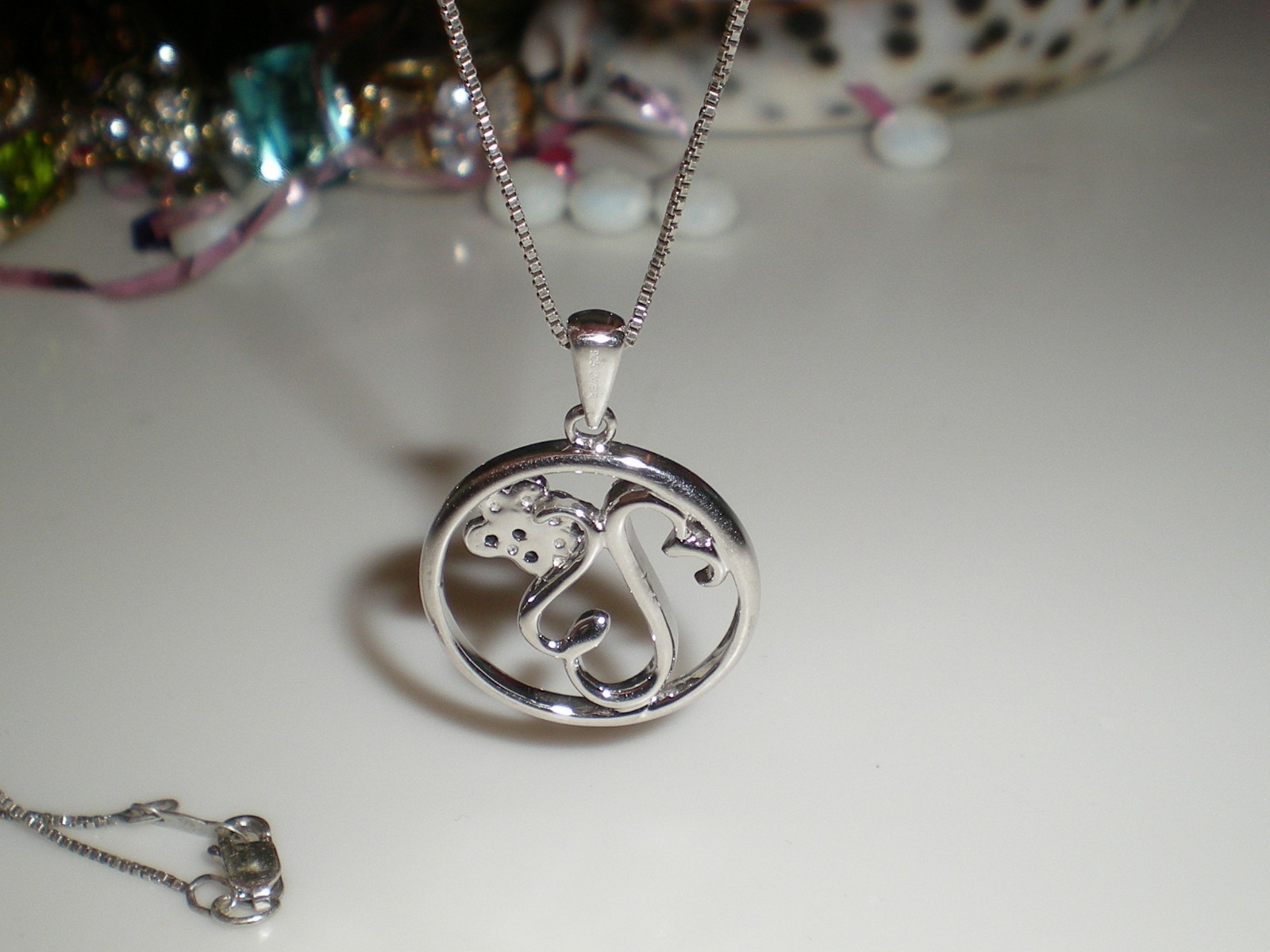 Jane Seymour Open Hearts SS PAW PRINT BLK/WHT Diamond Necklace 🐾 KAY 🐾 RARE!