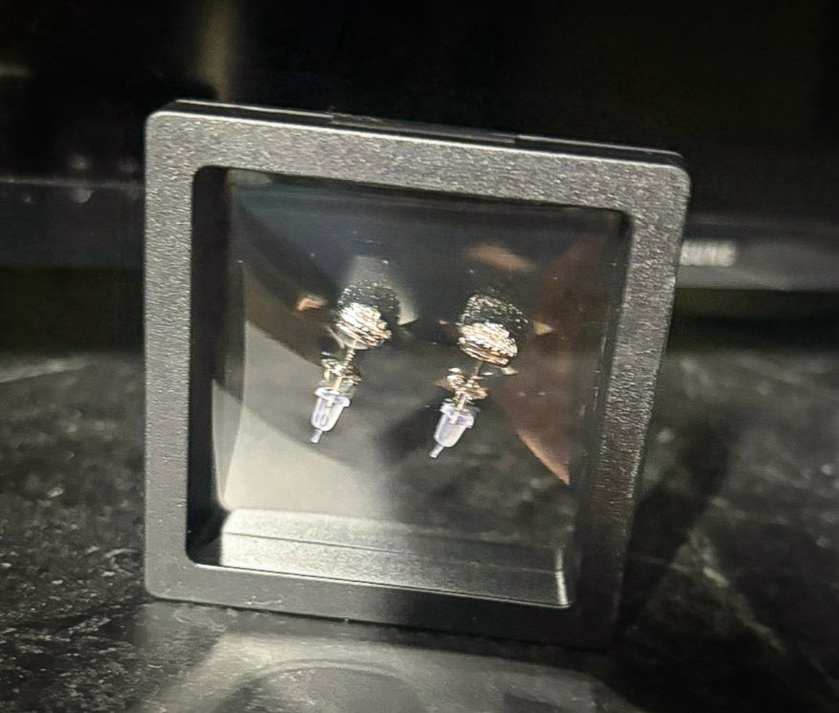 Moissanite Baguette Cluster Stud Earrings Silver Butterfly Back 1x2mm