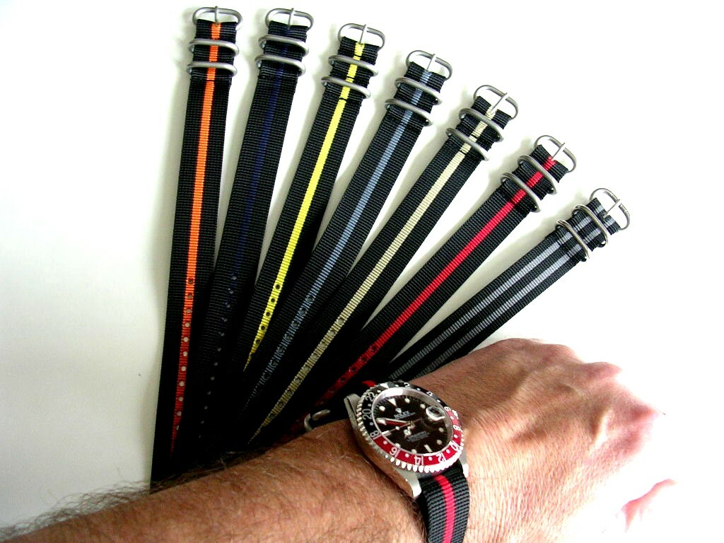 20mm Black Red stitch 1pc NATO G10 UTC nylon watch band strap RAF Bond IW SUISSE