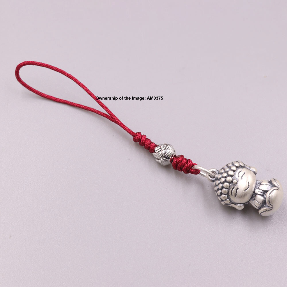 Real 999 Fine Silver Small Buddha Handmade Charm Pendant 80mm Length