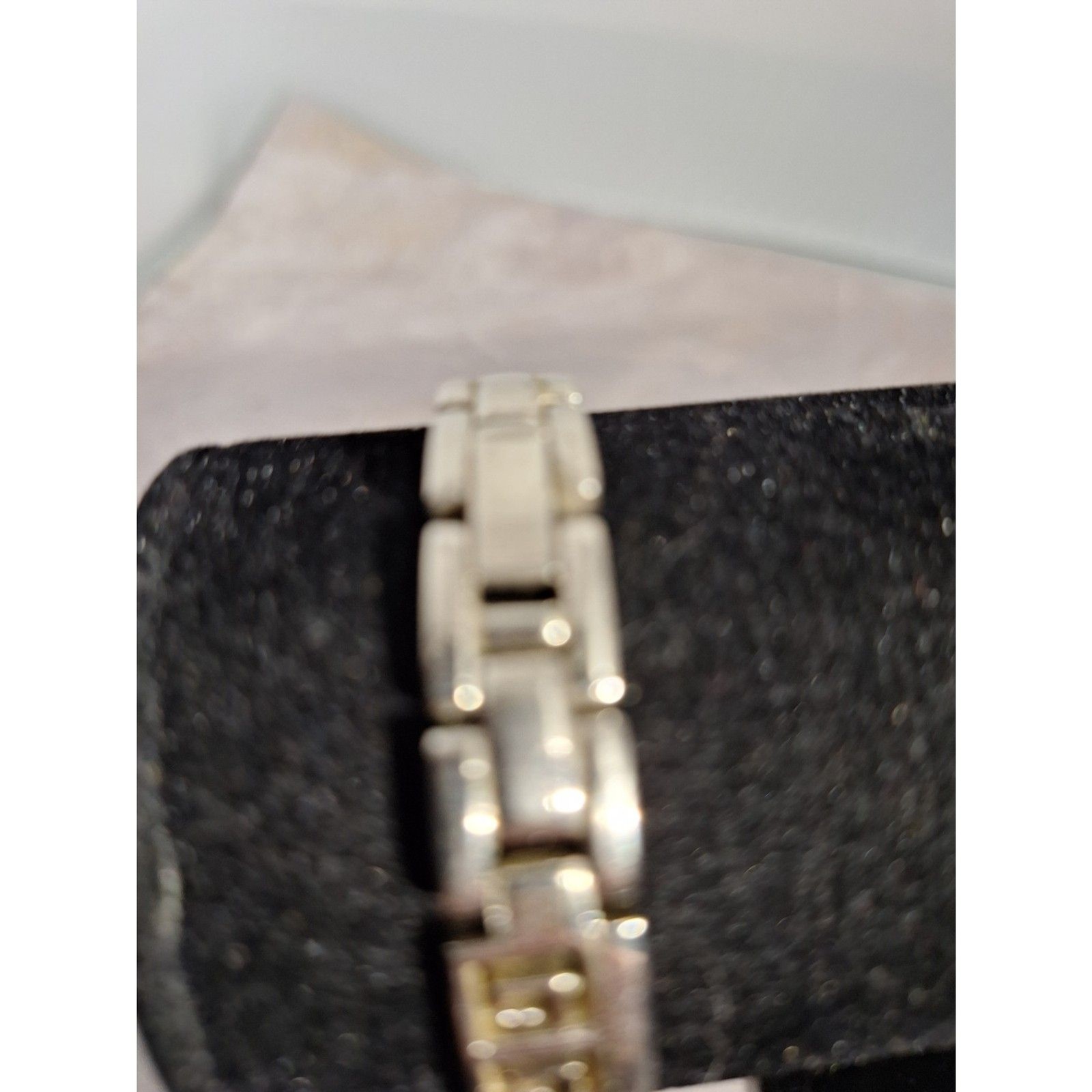 A Vintage Silver Tone Greek Key Link Bracelet Geometric Classic Mediterranean