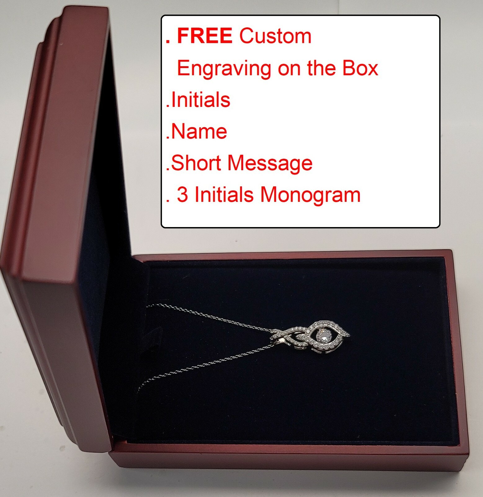 Wooden necklace box, Jewelry box, FREE engraving (Necklace not included)
