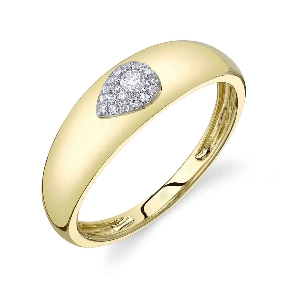 14K Yellow Gold Diamond Cocktail Ring Natural 0.08 CT Right Hand Statement