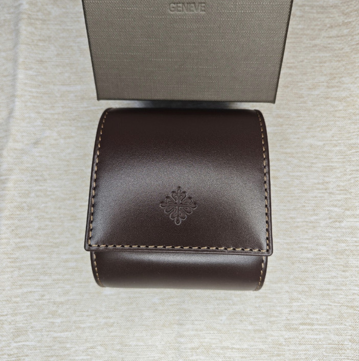 Patek Philippe Dark Brown Leather Travel Watch Case Luxury Gift Carry Box New