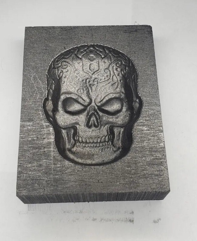 Copper Skull 8.5 Ounce 3D Graphite Ingot Mold Gold Silver Copper Tin Melting