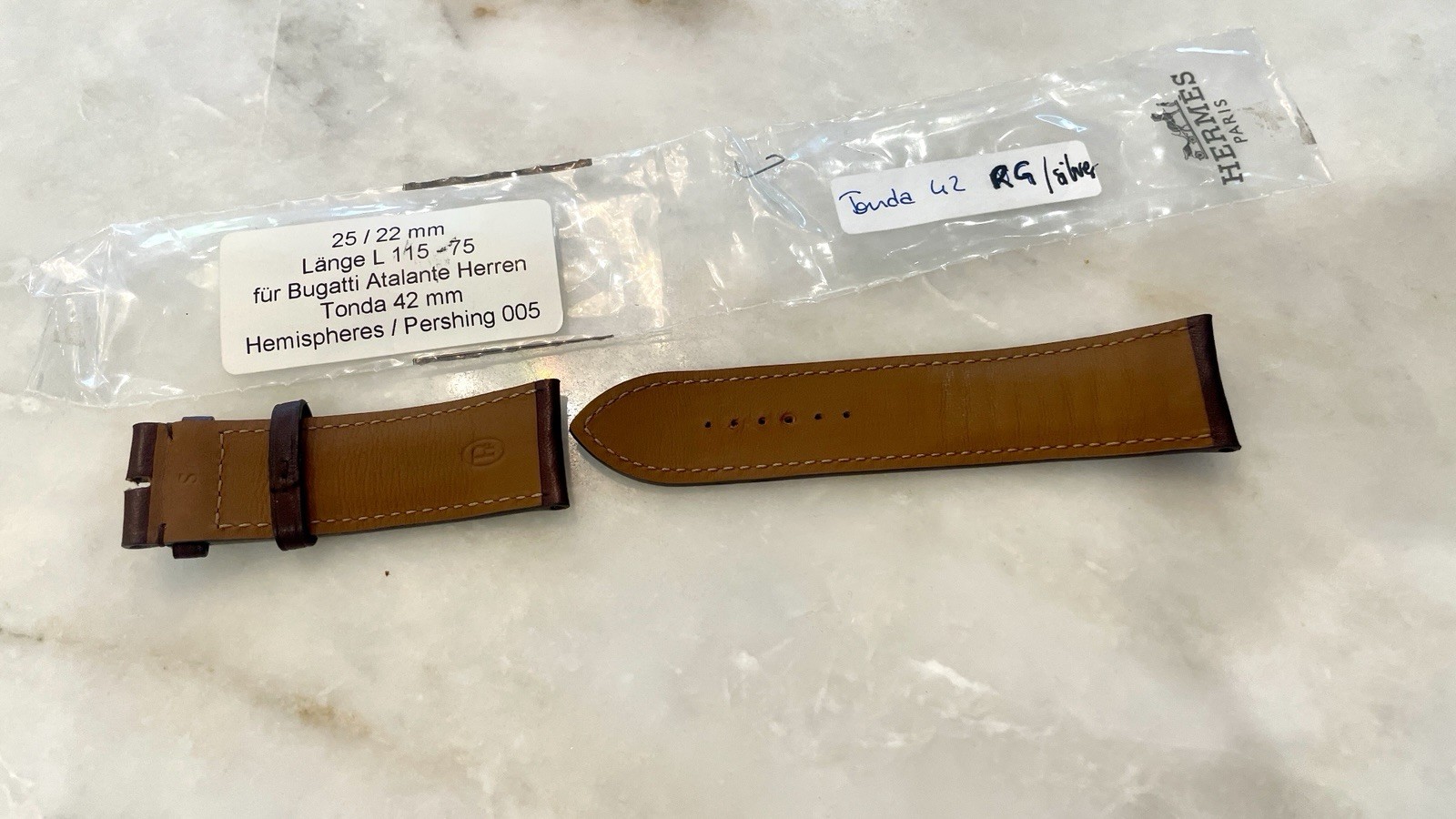 Parmigiani 24mm Tonda Hemispheres Pershing Hermes Strap (taper to 22mm) Tan