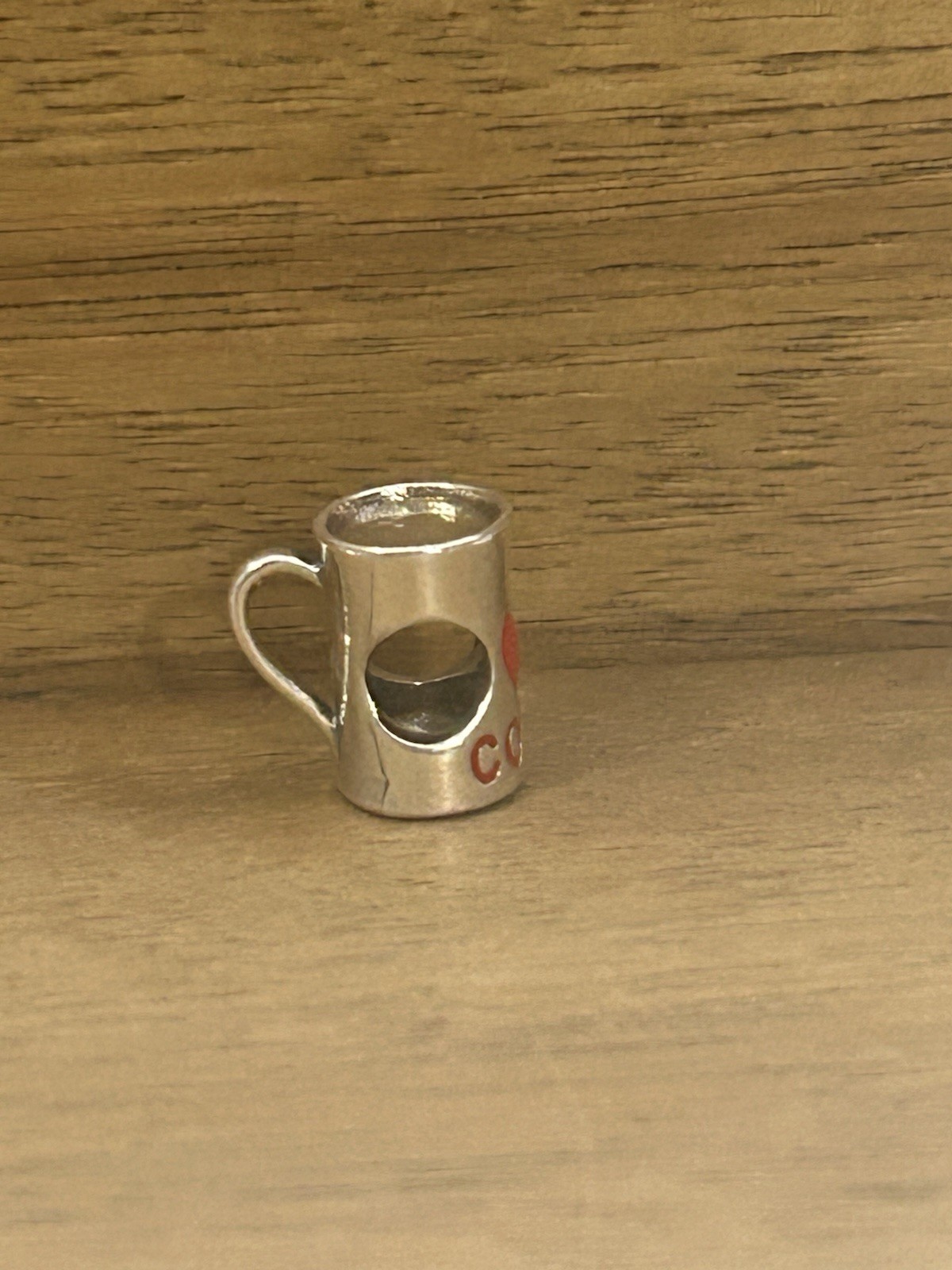 charm S925 Sterling Silver charm Coffee Cafe Coffee Lover Cup Red Heart