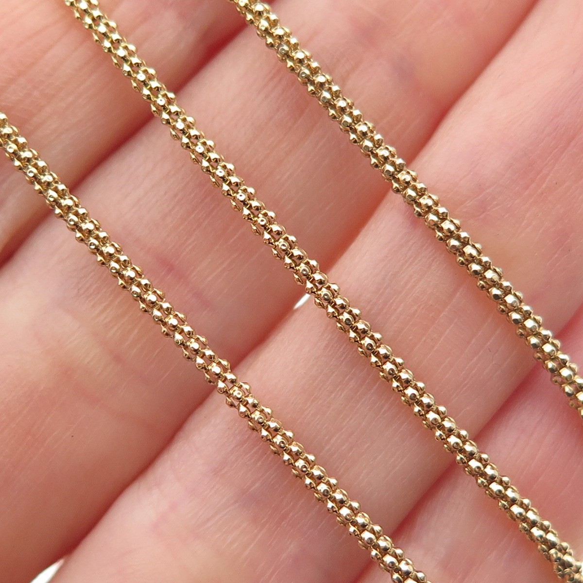 925 Sterling Silver Gold Plated Italy Popcorn Chain Necklace 16″