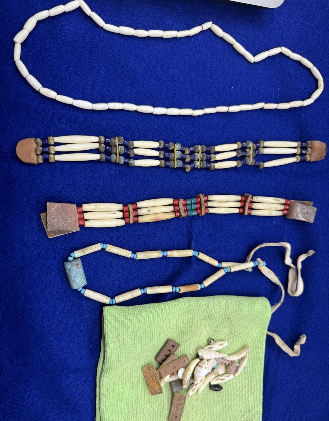Handmade Native American Hair Pipe Choker Abalone Shell Beaded Necklace Set 4 +
