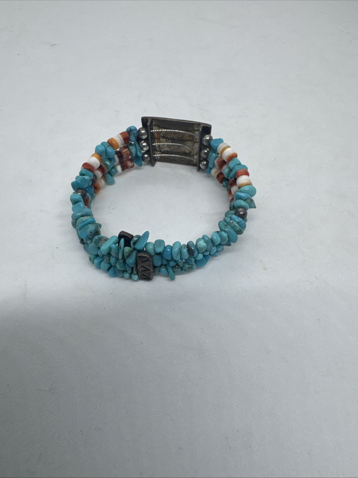 Pollack 925 Sterling Silver Turquoise Spiny Oyster Expandable Bracelet Signed