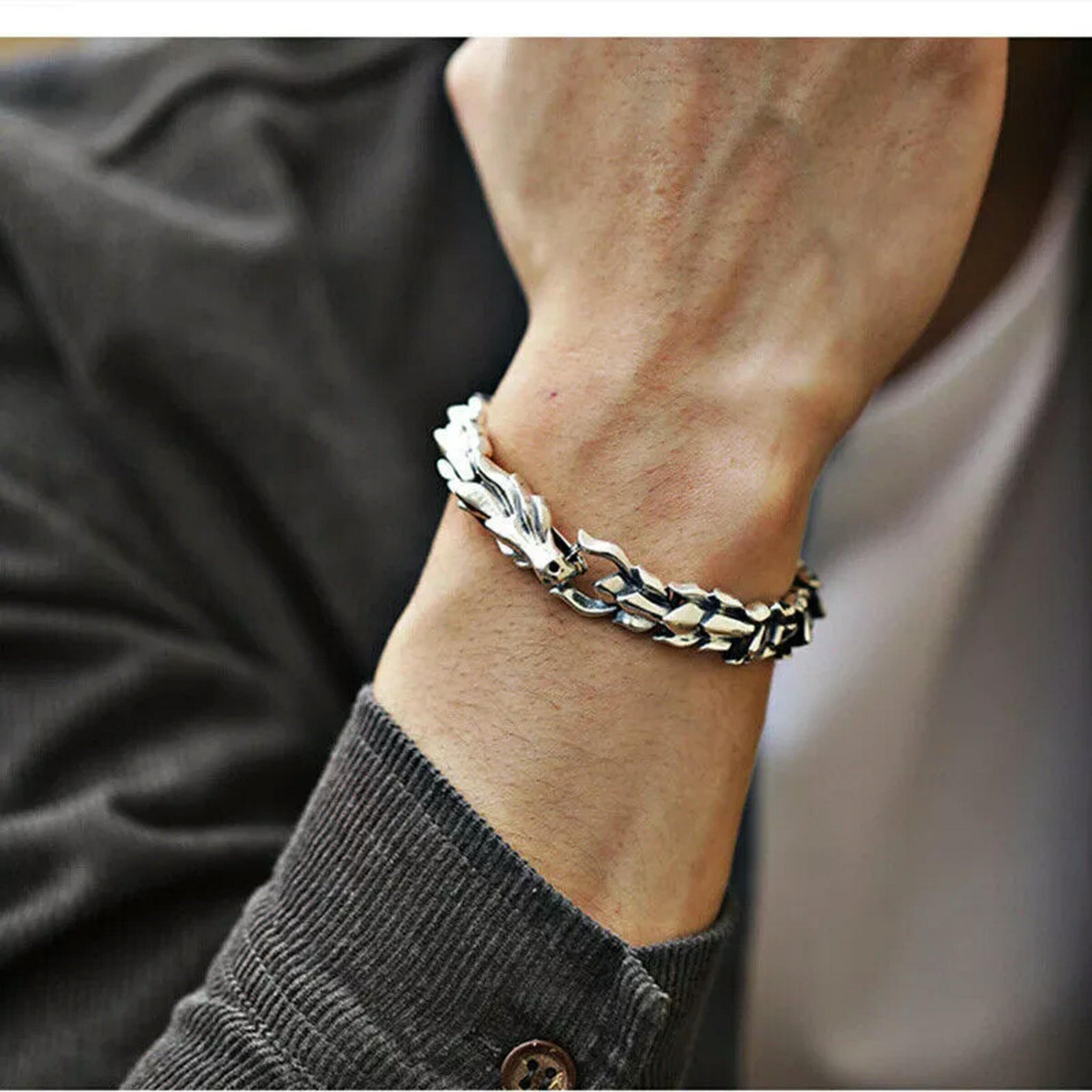 BESTSELLER Viking Stainless Steel Dragon Chain Wristband Mens Punk Bracelet