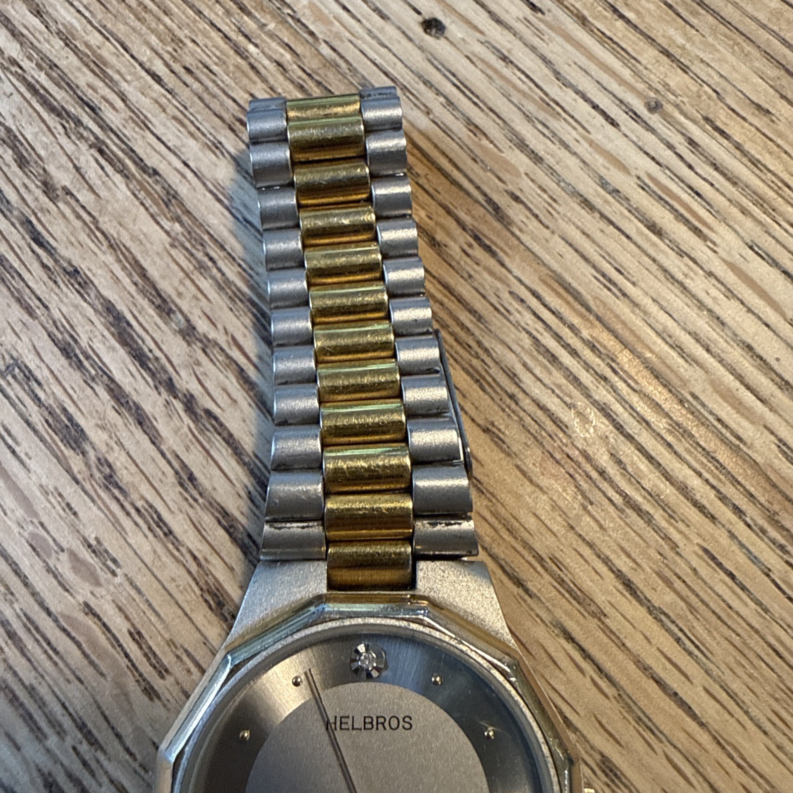 Vintage Mens Helbros Gold Tone Quartz Japan Needs Battery