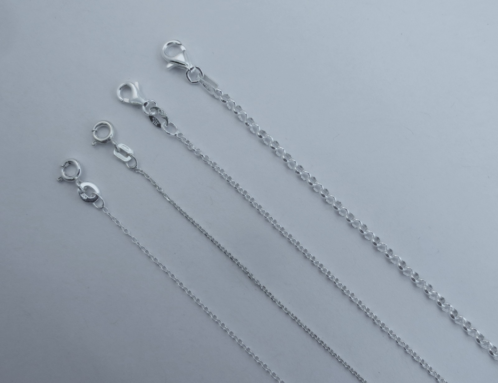 Rolo Chain Pure .925 Italian Sterling Silver Necklace. 1 to 2.5mm, 14 to 30 inch