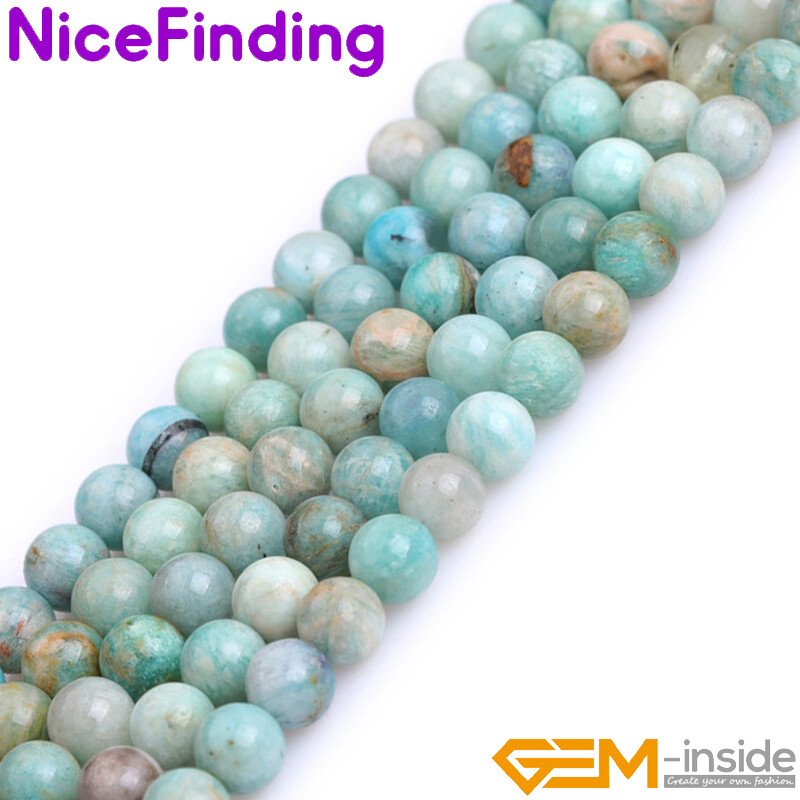 African Blue Amazonite Natural Gemstone Round Loose Beads Jewelry Making 15”