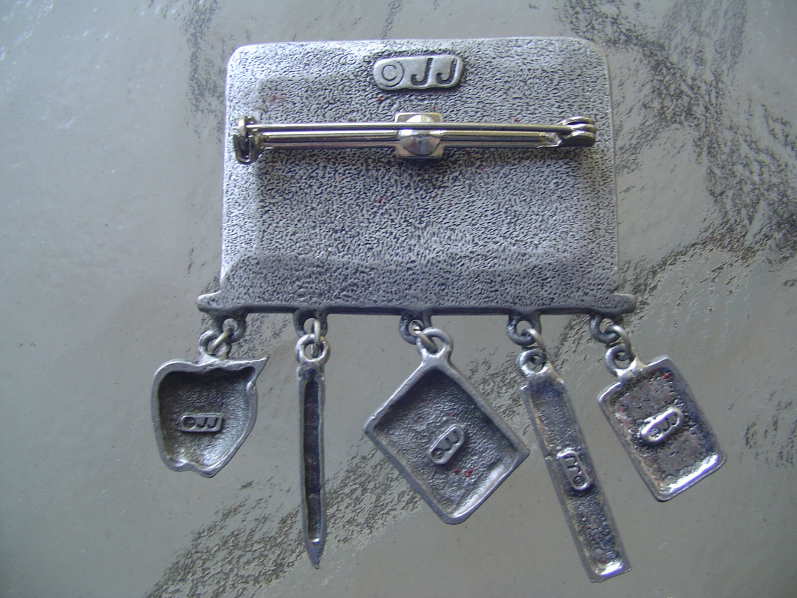 Vintage JJ Jonette Math Chalkboard School Teacher Charm Brooch Pin Signed