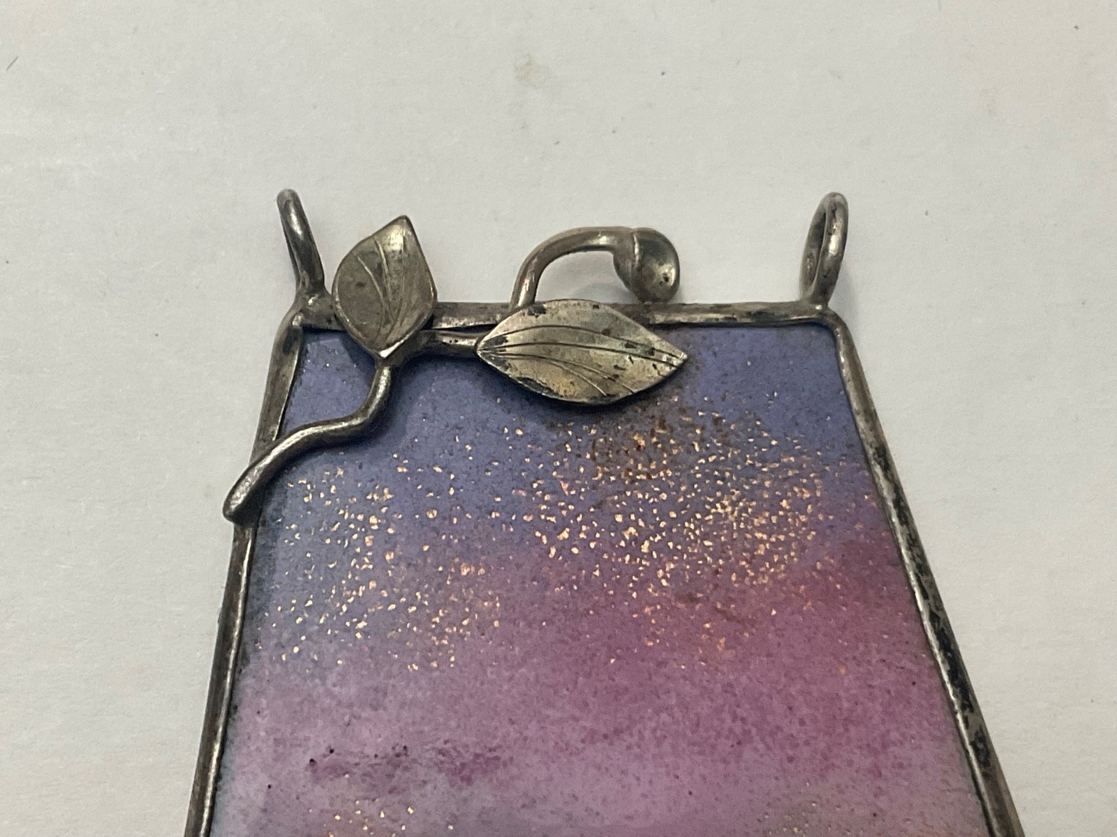 Rare Sterling Floral Mountain View Enamel Pendant Signed Rev. Kathleen Beauty
