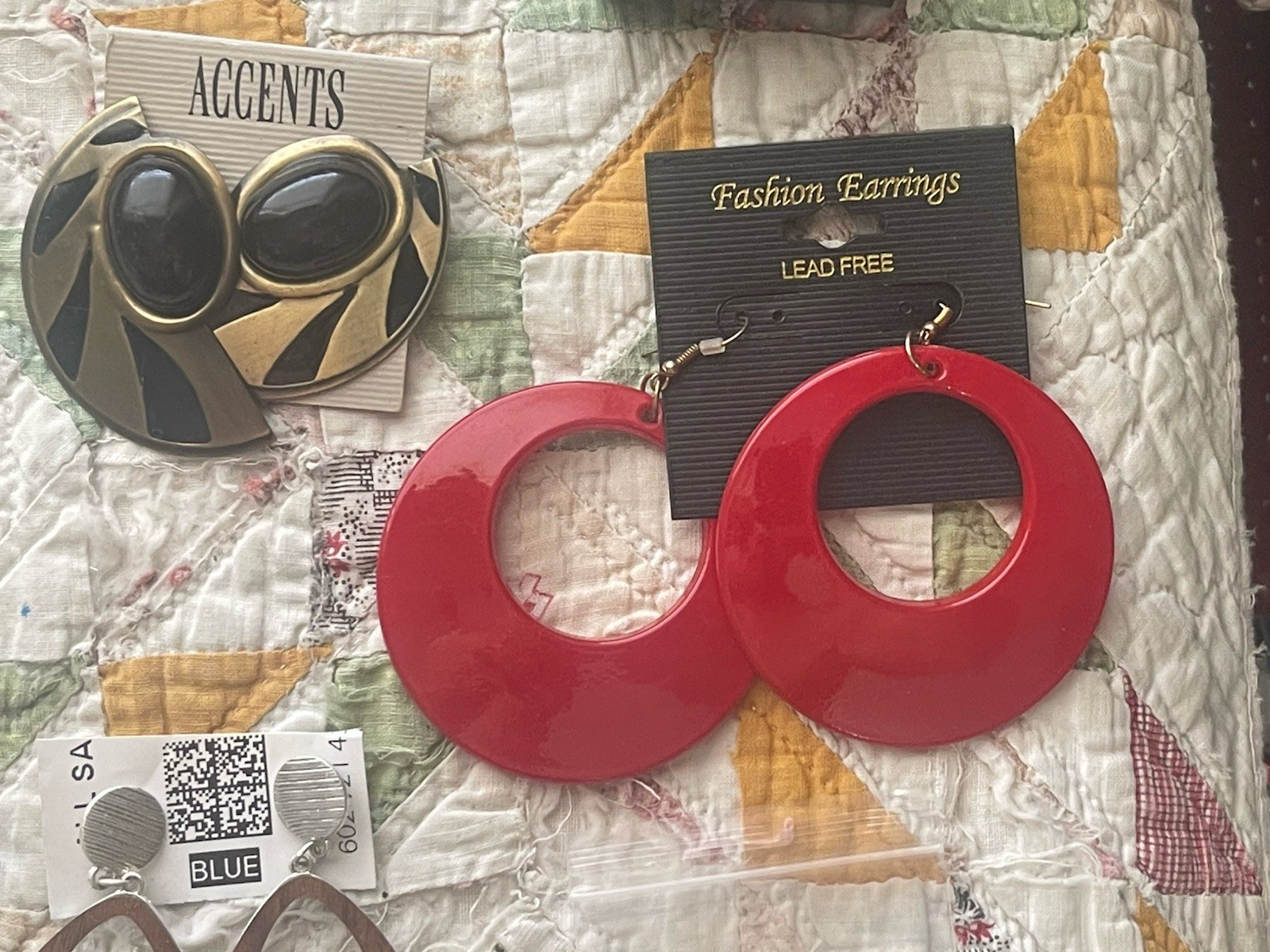 EARRINGS LOT DANGLE DROP HOOP STUD RHINESTONE