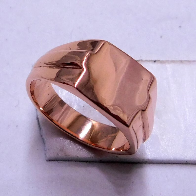 Copper Designer Textured Signet Cast Band Ring New Arrival Gift For Him Jewelry