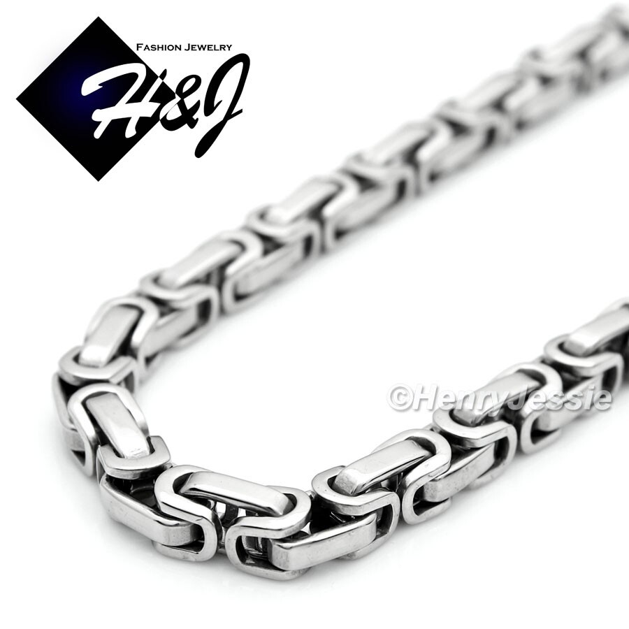 7.5″-11″MEN’s Stainless Steel 8mm Silver Byzantine Box Link Chain Bracelet*T