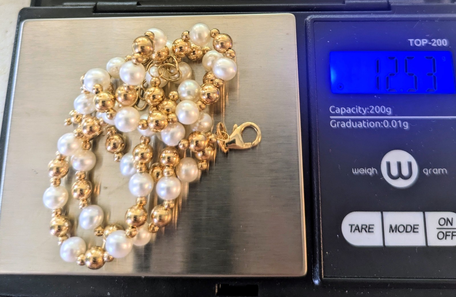 14K Solid Yellow Gold – ETERNAGOLD BEAD BALL & PEARL ADJUSTABLE NECKLACE NWOT