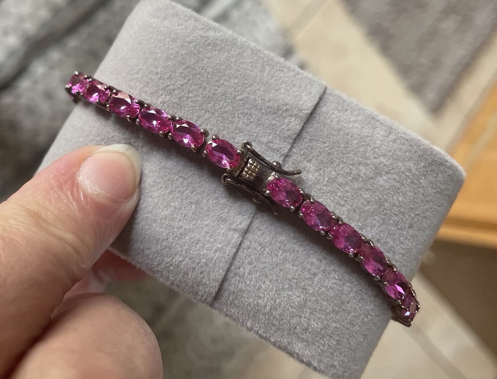 pink ruby sterling silver Bracelet Gold Plated