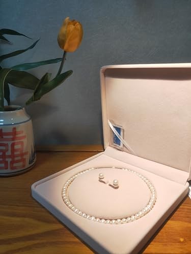 Jewelry Velvet Box Pearl Necklace Earring Beige For Pearl Necklace Earrings