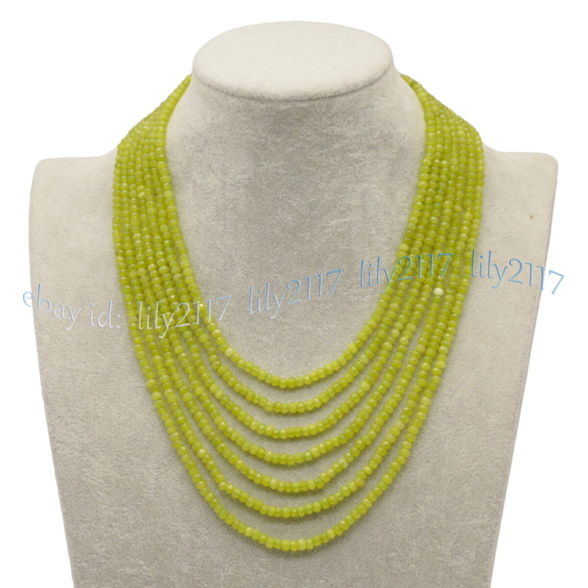 7 Rows Faceted 2x4mm Multicolor Jade Gemstone Rondelle Beads Necklaces 17-23”
