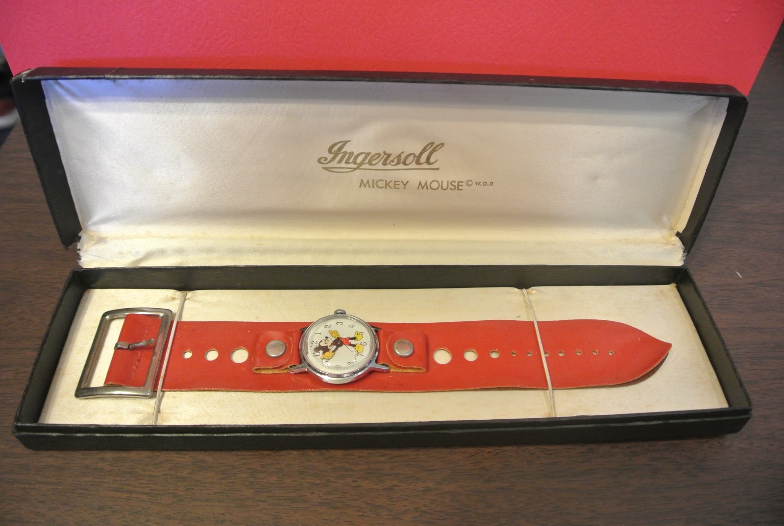 Vintage Mickey Mouse Watch Ingersoll Disney Wind Up Chrome Plated WORKS