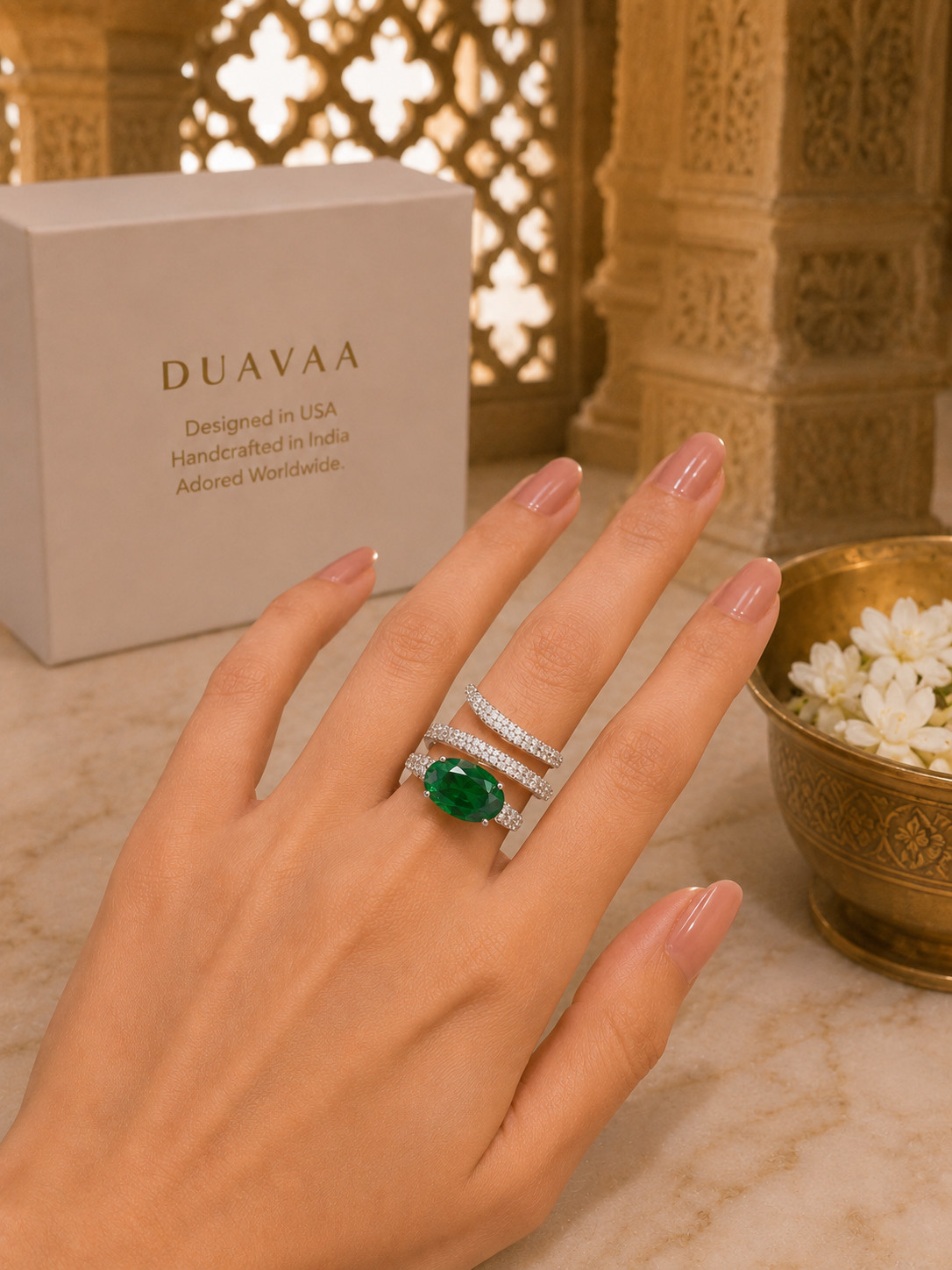 IGL Certified 2.80 Ct Natural Emerald & Diamond Wedding Gift Ring 14K White Gold