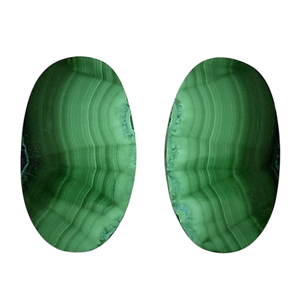 Natural Malachite Eye Pair 14×23.7×4 mm Oval Shape Polished Gemstone LS65-04289