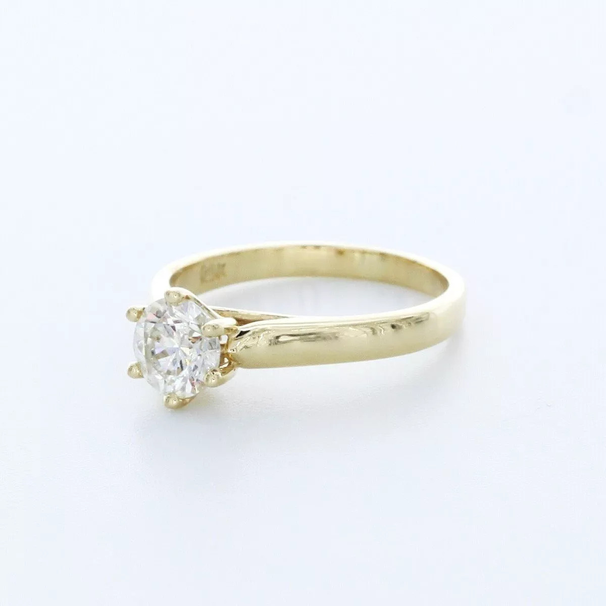 Solitaire Engagement Ring 14K Gold Trellis 1.07 CT Round Lab-Grown Diamond F VS1