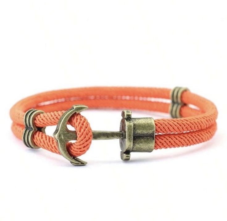 Nautical Anchor Rope Cord Bracelet Dangle Charm Hook Closure Multicolor 8.07in