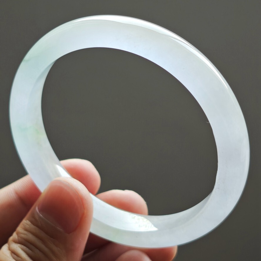 61mm Natural Icy Green Jadeite Jade Bracelet Burma Jadeite Jade Big Bangle 3110