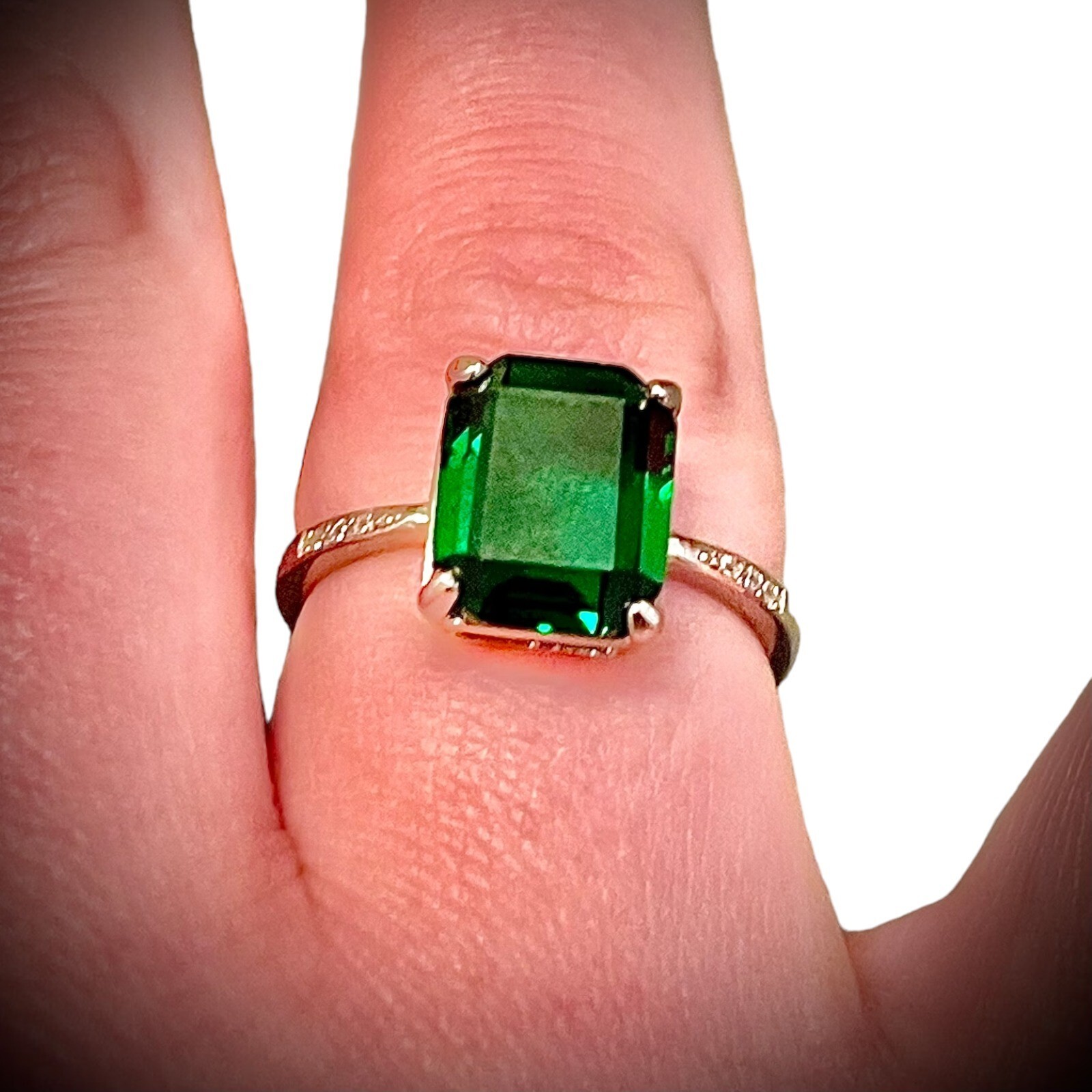 Emerald Ring 925 Sterling Silver Jewelry Emerald Cut Size 6 7 8 9 lab-created