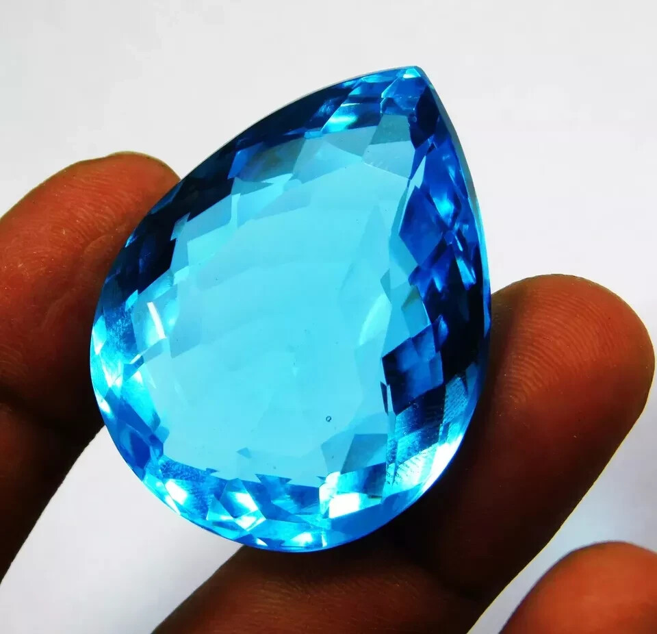 Pear Cut Topaz Sky Blue Aquamarine Certified 105-107 Ct Natural Loose Gemstone