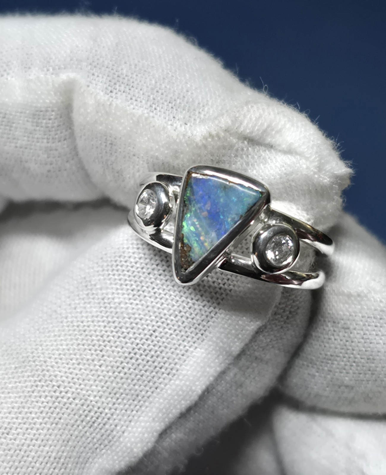 Australian Made Boulder One Off Opal 925 Sterling Silver Ring Unique