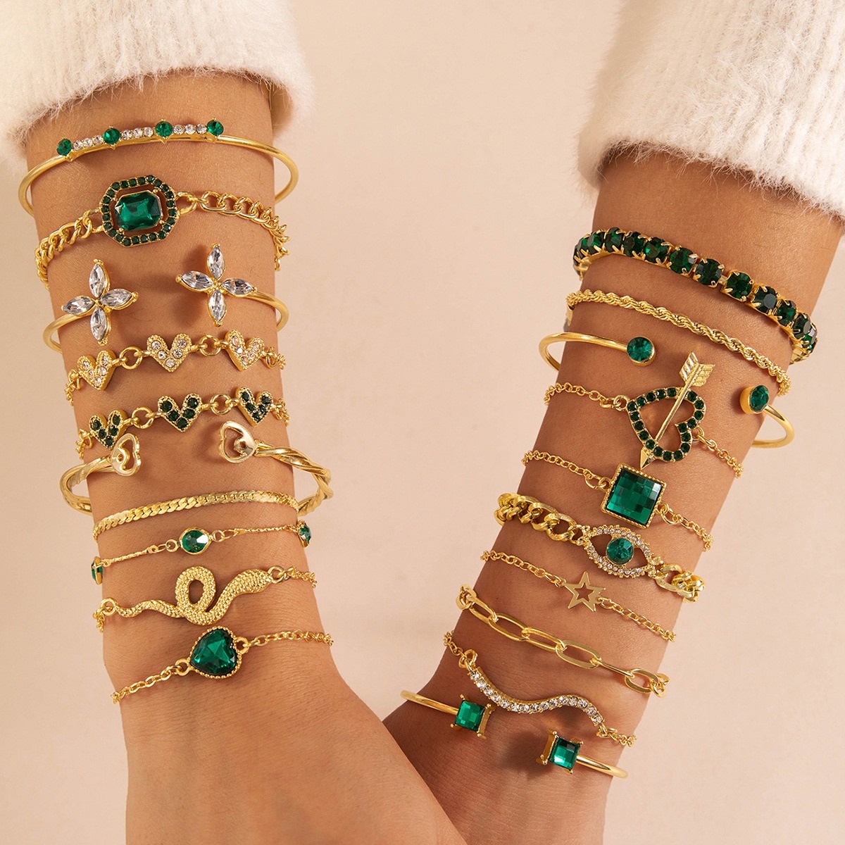 20Pcs Dainty Layered Chain Bracelets Adjustable Bangle Link Bracelet Set Women