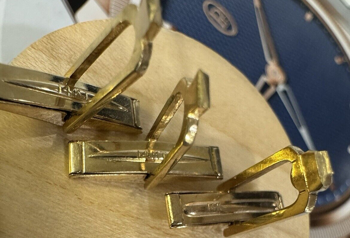 14k YELLOW GOLD CUFFLINKS LOT OF THREE (3) JEWELRY FINDINGS UNUSED OLD STOCK