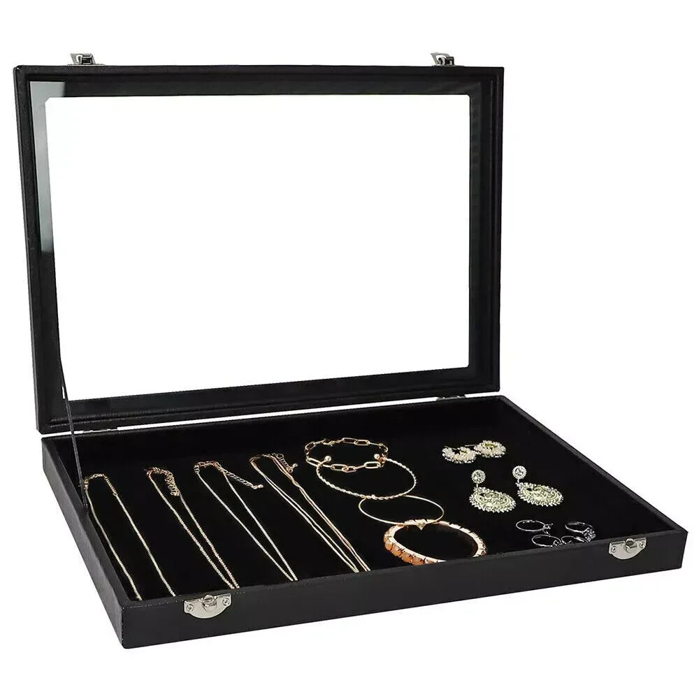 Small Velvet Jewelry Display Box Case for Rings, Bracelets, Necklaces