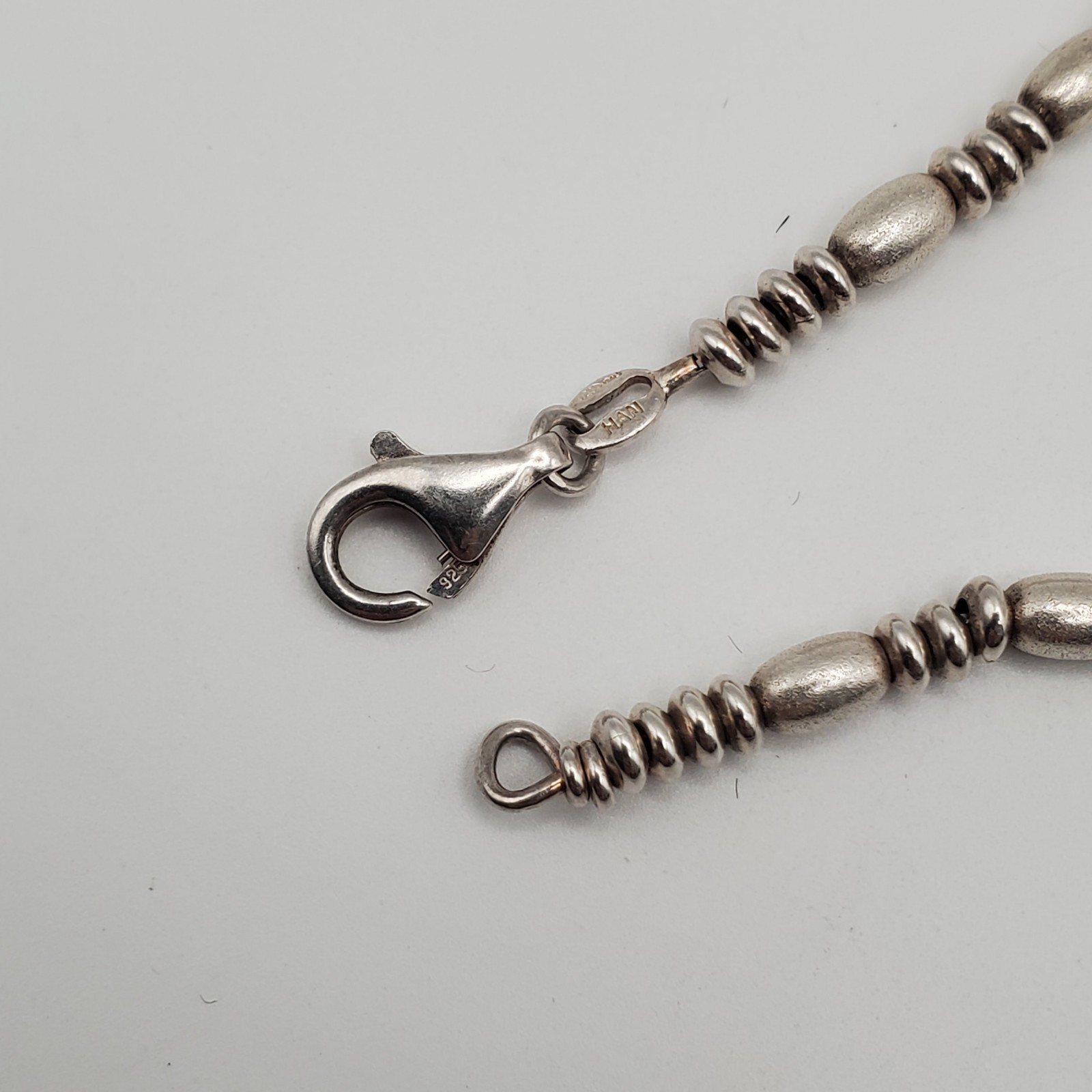 Sterling Silver Italy Bead Disc Coffee Bean Stations Bracelet Italy Vintage 7″