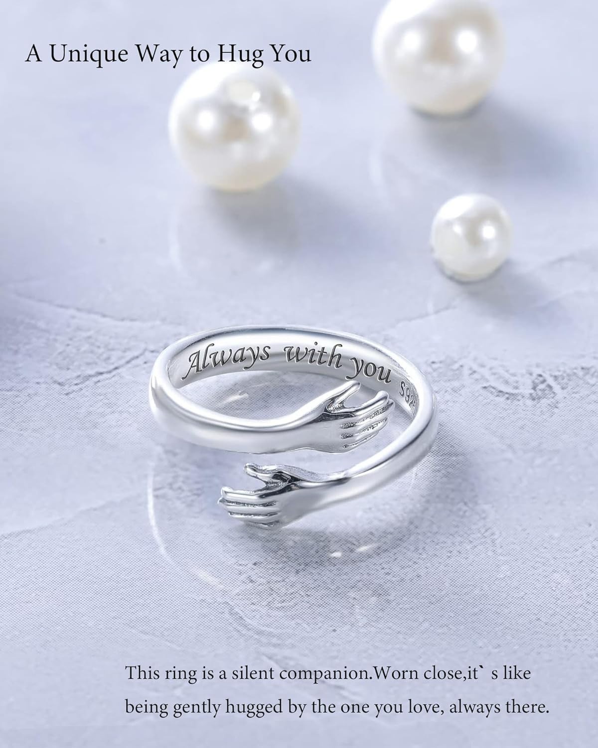 Elegant Adjustable Hug Ring in Sterling Silver – Ideal Gift for Moms & Friends